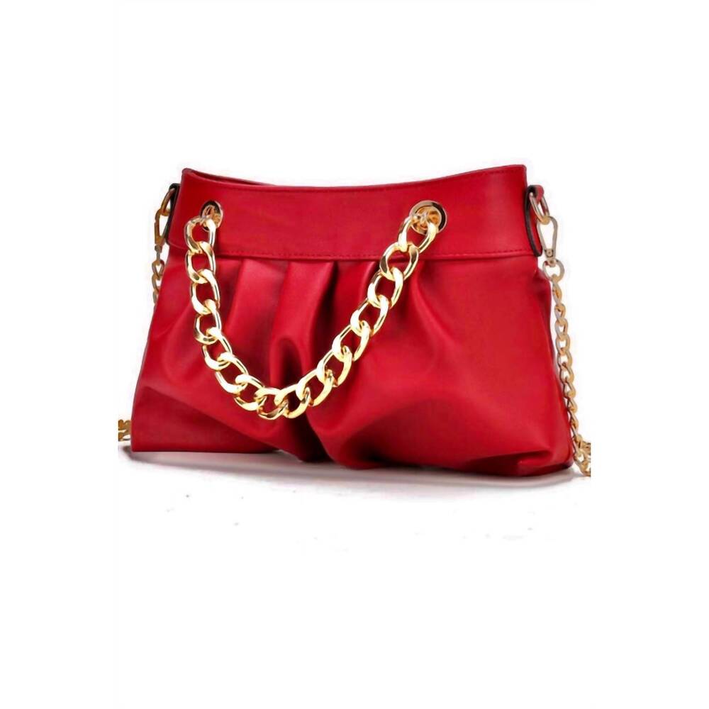 NEW MFK COLLECTION women's chain shoulder bag in red